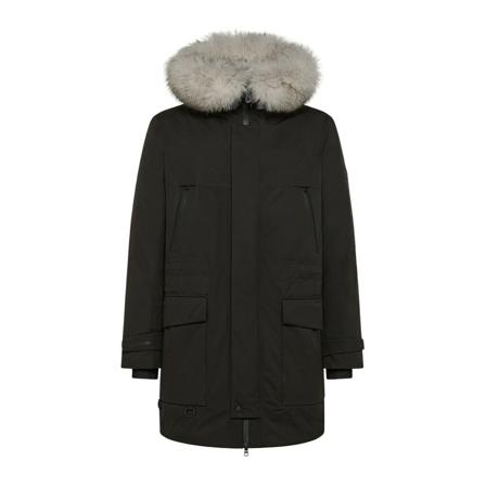 Peuterey Parka in ripstop with fox fur collar , Zwart , Heren , Maat: L