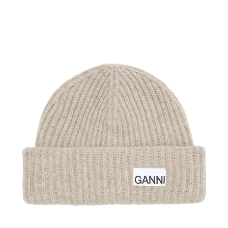 GANNI Beanie Structured Rib Mössor & hattar Dam Beige ONESIZE