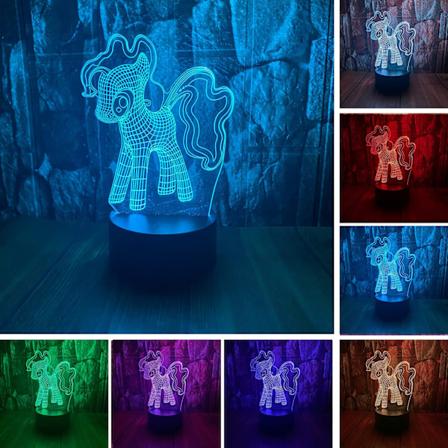 Tegneserie My Little Pony Tales Friendship Is Magic Anime Figur 3D LED Optisk Illusjon Soverom Dekor Bordlampe med Fjernkontroll 7 Farger