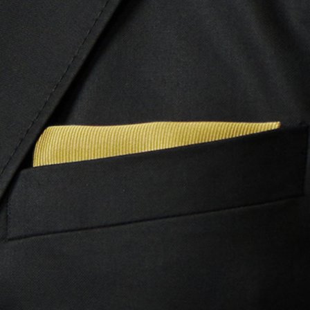 Pañuelo de bolsillo de grogrén amarillo mostaza para hombres - Pañuelos de bolsillo de color liso