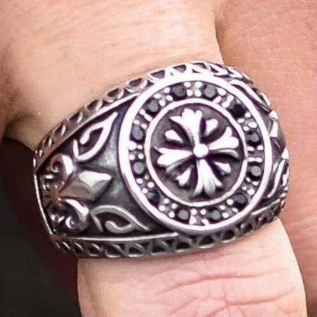 Anello templare in acciaio per uomini - Anelli in acciaio