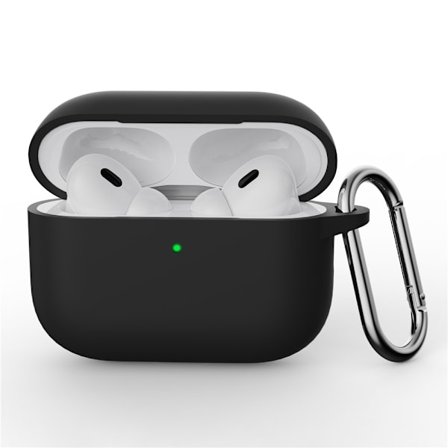 Til AirPods Pro 3 Silikondeksel Integrert Bluetooth-øretelefondeksel med krok - Svart