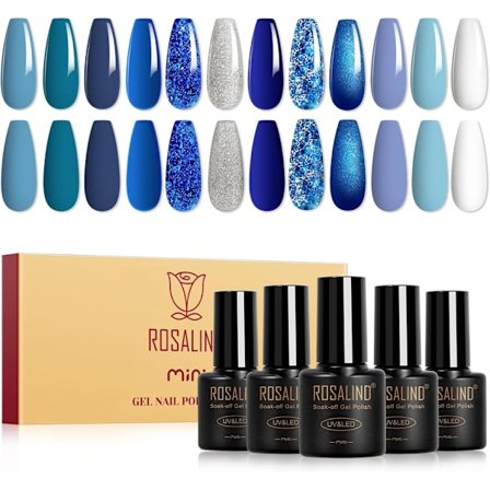 UV Nagellack 12 Delar Vit Rosa Lila Silver