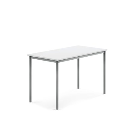 Tisch SONITUS, 1200x700x760 mm, Hochdrucklaminat weiß, alugrau