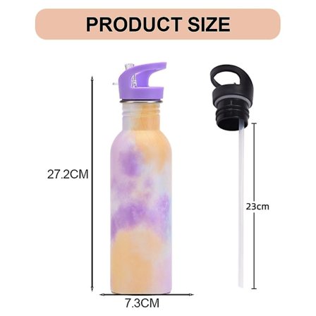 750 ml enkelväggig rostfritt stål mugg med sugrör, utomhus sport vattenflaska, bärbar vattenmugg