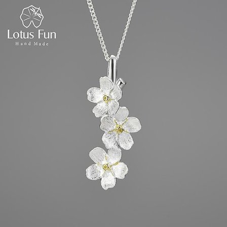Ægte 925 Sterling Sølv Lang Elegant Forglemmigej Blomster Vedhæng Mode Smykker Kæder og Halskæde til Kvinder Gave
