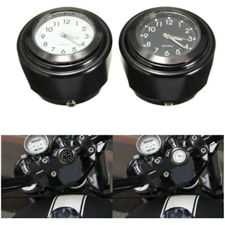 Styrklocka och Termometer 7/8" 1" Universal Vattentät Motorcykelstyre Klocka Yamaha Kawasaki Honda Suzuki Harley Davidson - Set o (FMY)