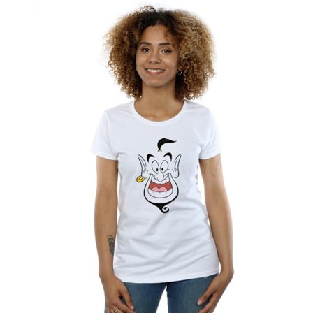 Disney Dam/Kvinnor Aladdin Genie Ansikte Bomull T-shirt S Vit