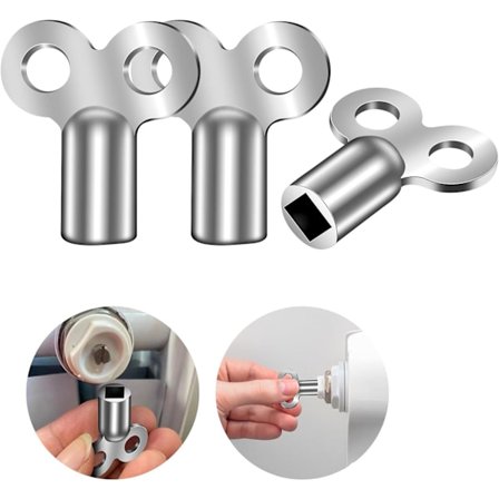 Ilmausavain patteriin, 3 x Hopeinen neliöavain, Universaali ilmausavain, Kompakti alumiininen patteriavain monille pattereille | Keskuslämmitysavain