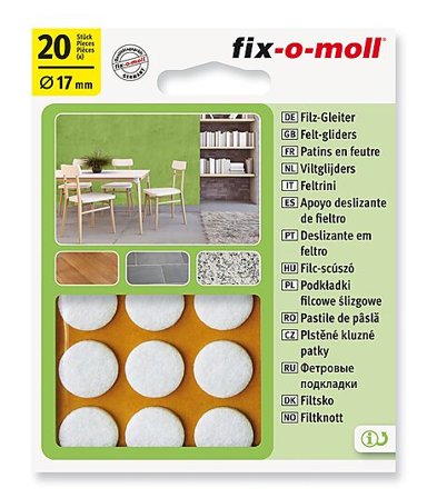 FIX-O-MOLL FILT TIL STOL&BORD Ø17MM HVIT 20STK FIX-O-MOLL