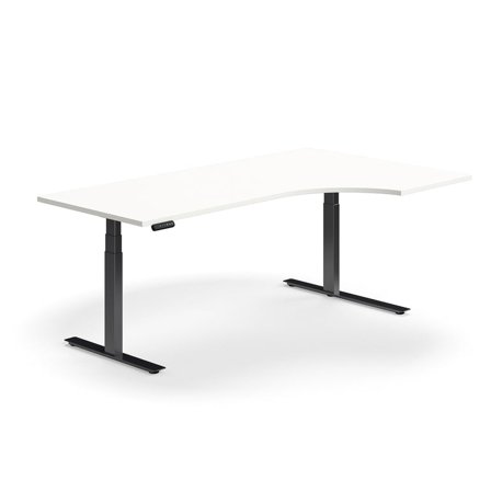 Standing desk QBUS, dual motor, ergonomic, 2000x1200 mm, black frame, white