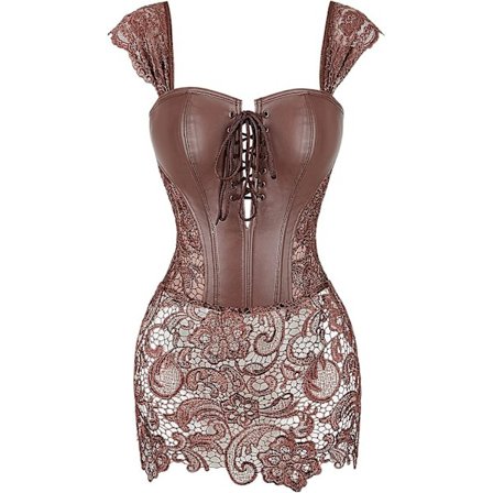 Szivyshi Kvinners Overbust Hjerteformet Snøring Plastbein Korsett Bustier Topp -ge