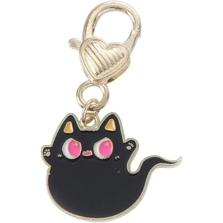 Sort Katte-Spøgelses Nøglering Sød Sort Kat Nøglering Nøglekæde Sjov og Sød Sort Kat Metal Nøglering Tegneserie Killing Kawaii Æstetik