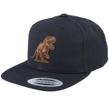 Kiddo Cap - Kids T-rex Dino Brown Patch Black Snapback Snapback Black Cap - @ Hatstore