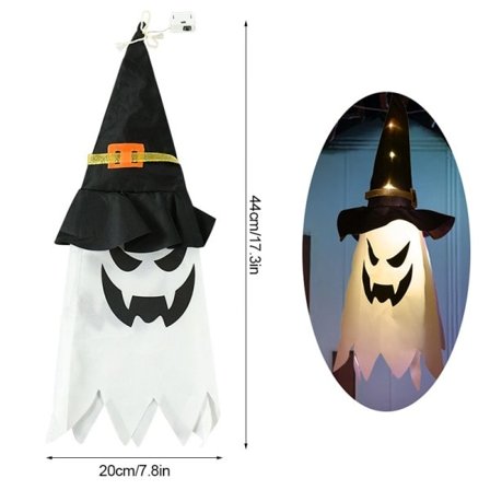 Halloween LED Blinker Lys Hengende Ghost Halloween Fest Kjole Opp Glødende Trollmann Hatt Lampe