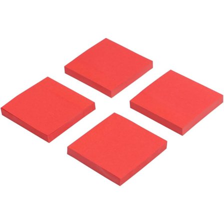 4-pakker med Super Sticky Post-it-lapper, 7,6 x 7,6 cm, 100-siders kontornotater (rød)