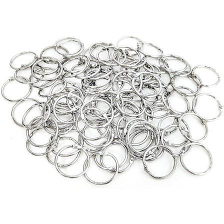 Løsbladpermringer 1 tomme (100 pakning) Kontormetallbokringer, Nikkelbelagt stål nøkkelringer for skole, Sølv