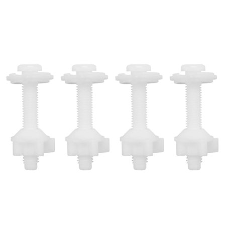 4 stk. Toalettsete Hengsel Bolter Skruer med Plastmuttere og Skiver Toalettsete Erstatningsdeler Sett