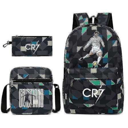 Fotballstjerne C Ronaldo CR7 trykt ryggsekk rundt studenten tredelt ryggsekk