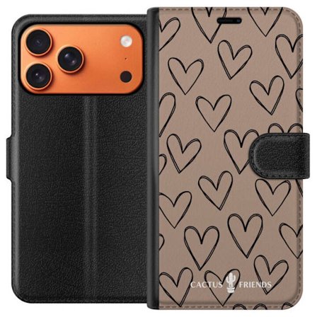 Yhteensopiva Lompakkokotelo Apple Apple iPhone 17 Pro Max Cactus and Friends - Earthy Sketch Hearts