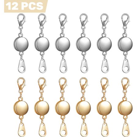 12 stk. magnetiske smykkelåser i sølv og gull Rund magnetlås på 3,5 cm Kobling for halskjeder, armbånd og DIY-smykker Praktisk magnet