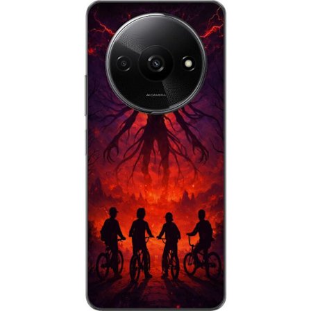 Kompatibelt Mobilskal till Xiaomi Xiaomi Redmi A3 Mörk fantasyillustration inspirerad av Stranger Things med övernaturlig varelse, blixtar och cykla