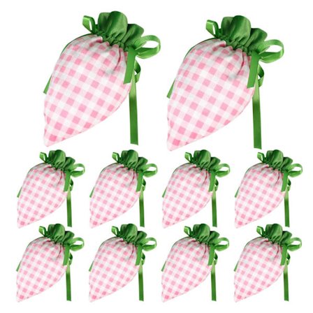 Påskharspåsar | Påskpresentpåse i sammet med dragsko | 10 st rutiga mönstrade ljusa presentpåsar | Presentpåsar i sammet