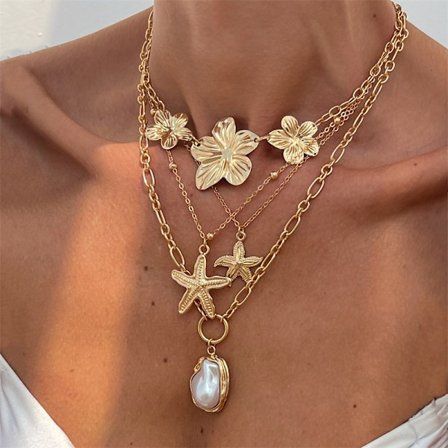 Golden Ocean Chic luksuriøst gyldent skjellkjede | Strandferiestil | Trendy temperament must-have
