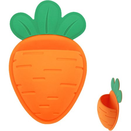 Orange och grön morotsformad väggmonterad tandborsthållare, självhäftande badrumsförvaring