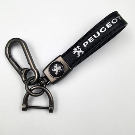 Personoitu Logo Metalli Auton Avaimenper - Miesten Nahkainen Avaimenper Logo Logo Gunmetal Hardware