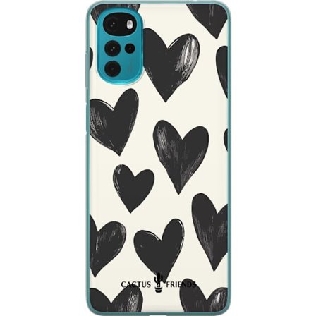 Kompatibelt Mobildeksel til Motorola Motorola Moto G22 Cactus and Friends - Bold Black Love Pattern