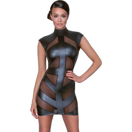 Cottelli Party: Matte Look Dress with Powernet Svart M