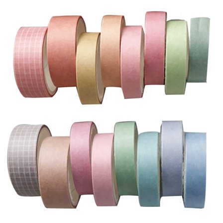 16 rullaa pastellinväristä ohutta washi-teippiä - sateenkaarenvärinen koristeteippisarja Bullet Journal - DIY-askartelu lapsille