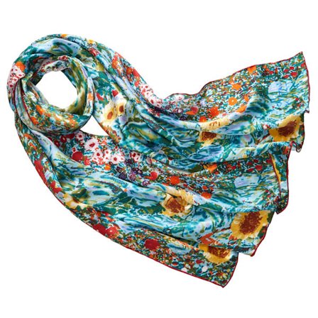 Langt farverigt silkeskærf til kvinder