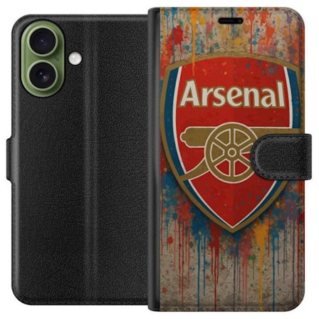 Yhteensopiva Lompakkokotelo Apple iPhone 17 Arsenal Splash Art with värivirtuja taustalla intohimoiselle kannattajalle, voimakkaita punaisia sävyjä ta