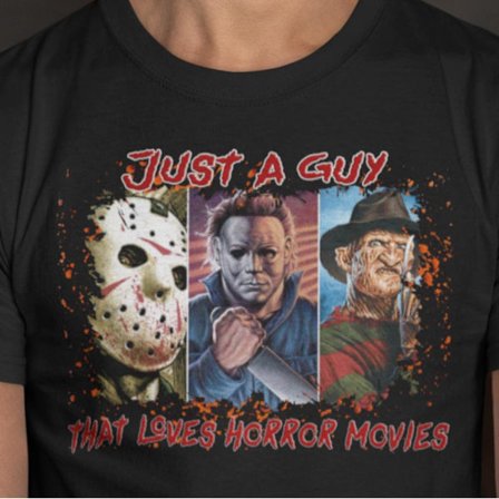 Svart T-shirt Just a guy who loves horror skräckfilm halloween
