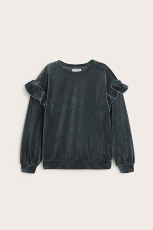 Kappahl | Ribbad sweatshirt med volang | Svart