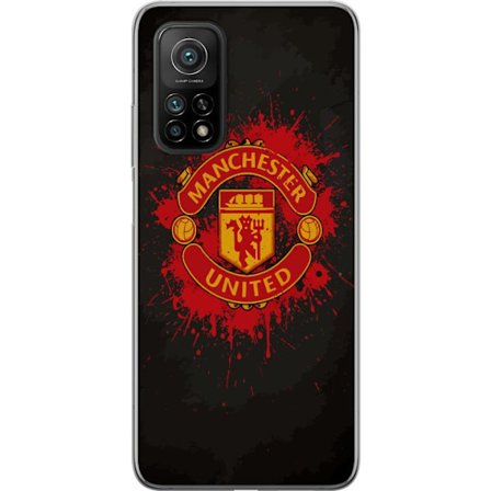 Kompatibelt Mobildeksel til Xiaomi Xiaomi Mi 10T Pro 5G Manchester United logo i rød og gul farge med røff sportslig bakgrunn