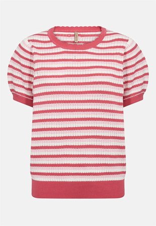 Soyaconcept - Finstrikket, stripete topp i rosa / stripete for damer i størrelse S (38) - Cellbes