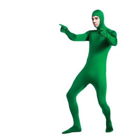 Spandex Helkroppsdräkt med Ansiktsöppning för Halloween Grön