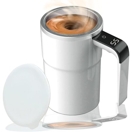 Selvrørende kaffekrus magnetisk omrører kop drikke omrører genopladelig automatisk blandekop med LCD termometer til kaffe te varm chokolade