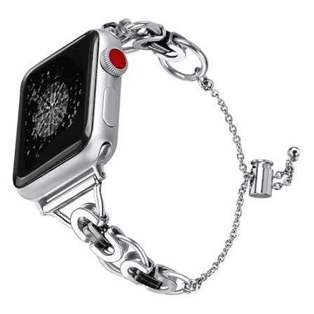 Apple Watch (45 mm) klockarmband i rostfritt stål med enkel cirkel - Silver Och Svart