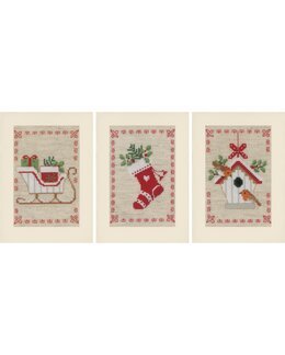 Broderikit Kort Julmotiv 3-pack