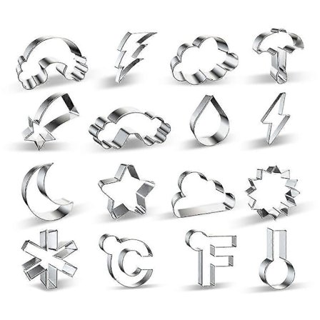 16 stk Sol Måne Sky Kageforme Sæt Rustfrit Stål Småkageform Fondant Kager Dekorere Bageform