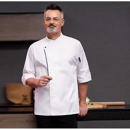 Unisex langærmet restaurant hotell kjøkken kokk arbeidsklær uniform (XXL hvit)