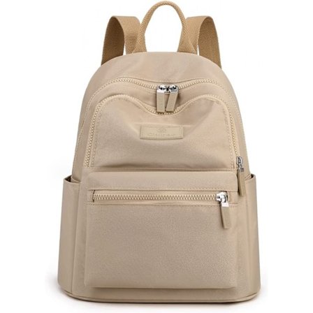 Collants Kvinners Liten Nylon Ryggsekk Lett Mini Ryggsekk Lommebok Reise Dagligveske (Khaki)