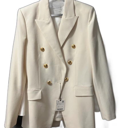Vit zara kavaj / blazer med guld knappar