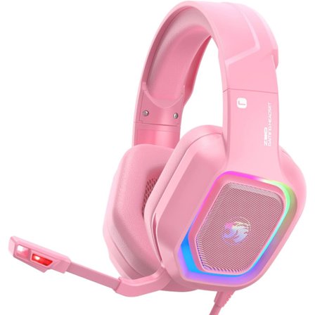 Z30 Rosa Spillhodetelefon for PS4, PS5, Xbox One, PC, Trådløs Over-Øre Hodetelefon med Støydempende Mikrofon, LED Flytende RGB Lys, 7.1 Surround Lyd
