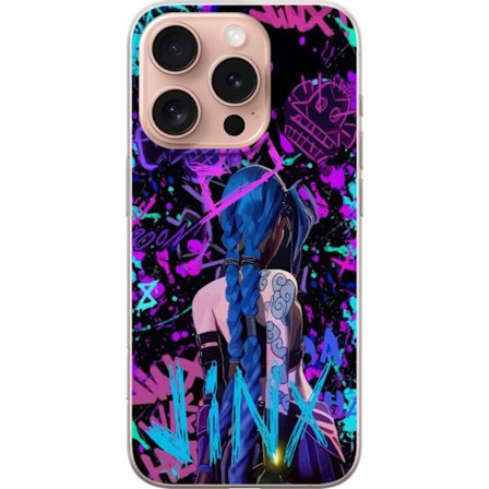 Yhteensopiva Puhelinkuori Apple Apple iPhone 16 Pro Värikäs graffitipiirustus, jossa on sinipäinen hahmo urbaanissa katutaidetyylissä