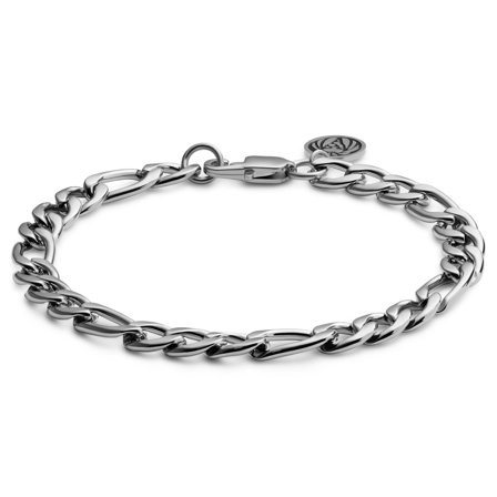 Essentials | 8 mm Silver-tone Figaro Chain Bracelet for Men - Steel bracelets
